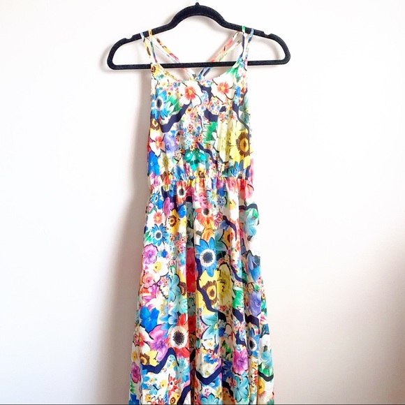 West 36th• artsy colorful floral print maxi dress - Picture 2 of 8